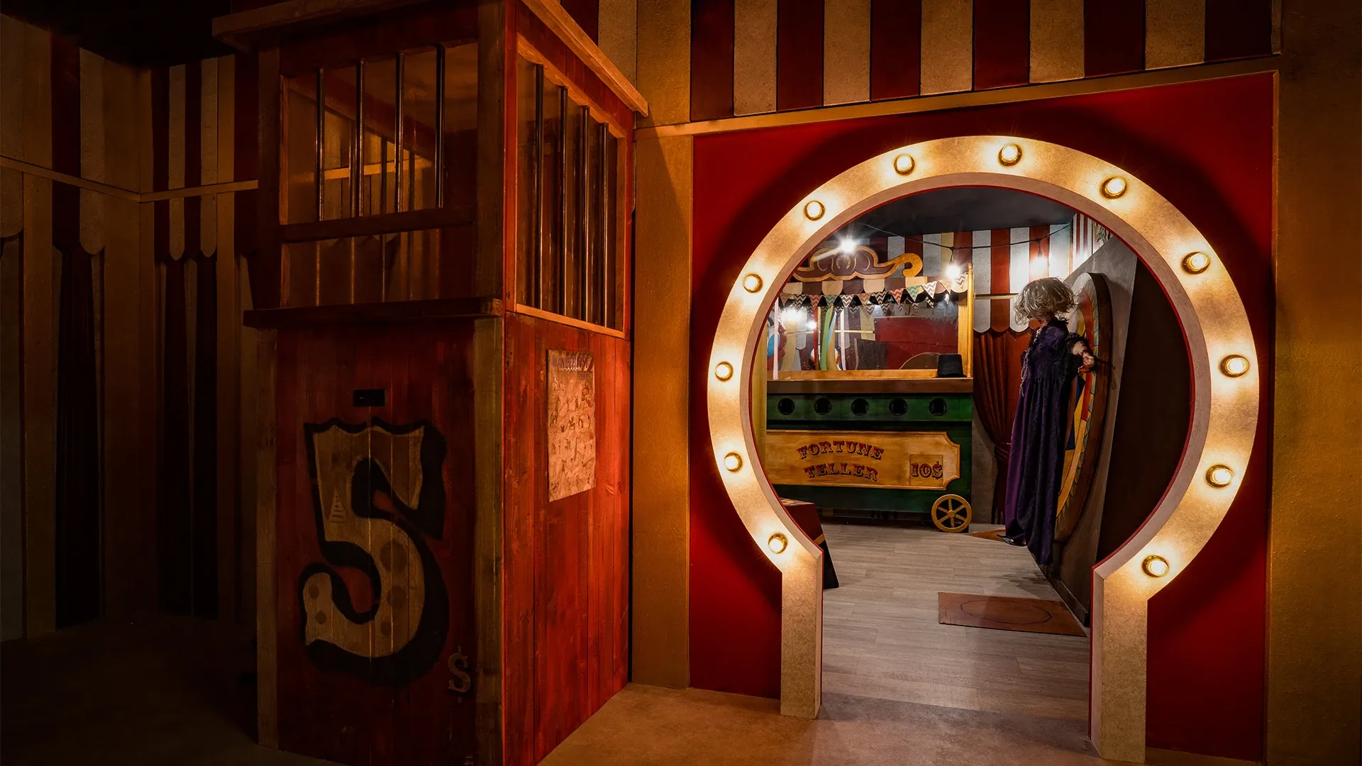 Decorado del escape room Horror Circus