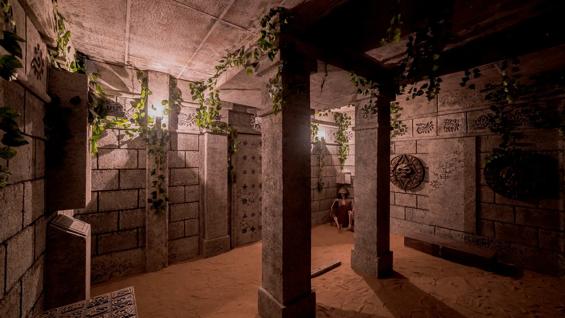 Decorado del escape room Temple Of The Skull